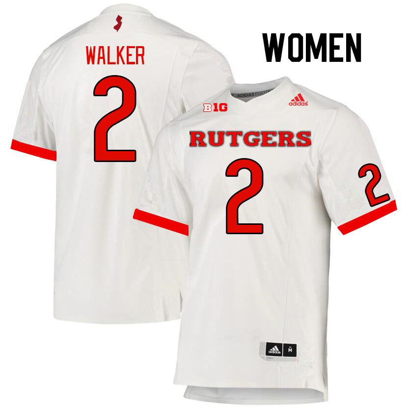 Women #2 Moses Walker Rutgers Scarlet Knights College Football Jerseys Stitched Sale-White - Click Image to Close